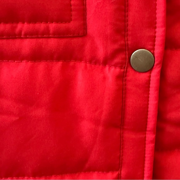 Red Puffer Vest with Faux Fur Collar - Picture 6 of 8
